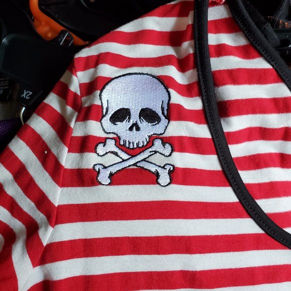 Deadly Dames Red & White Striped Hot Rod Honey Wiggle Dress, Size 2x GUC - Picture 5 of 11